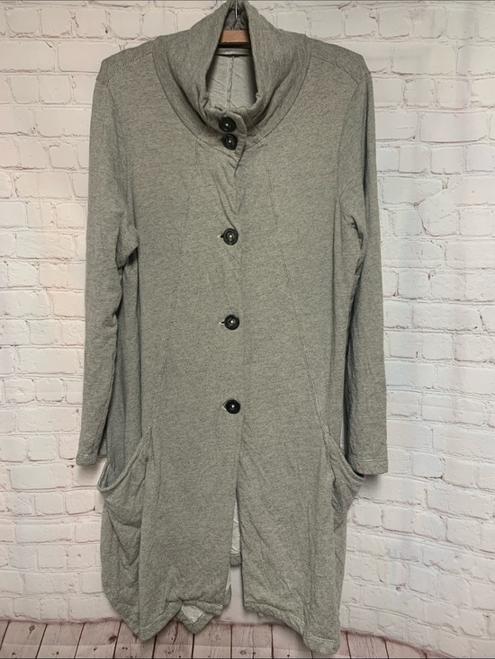 cut loose Jackets & Blazers - Cut Loose Black Cream Striped Lagenlook Coat Size L